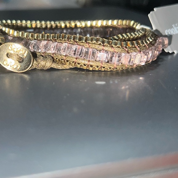 Cookie Lee Gold Tone and Light Pink Genuine Crystal Bracelet NWT - Picture 2 of 7